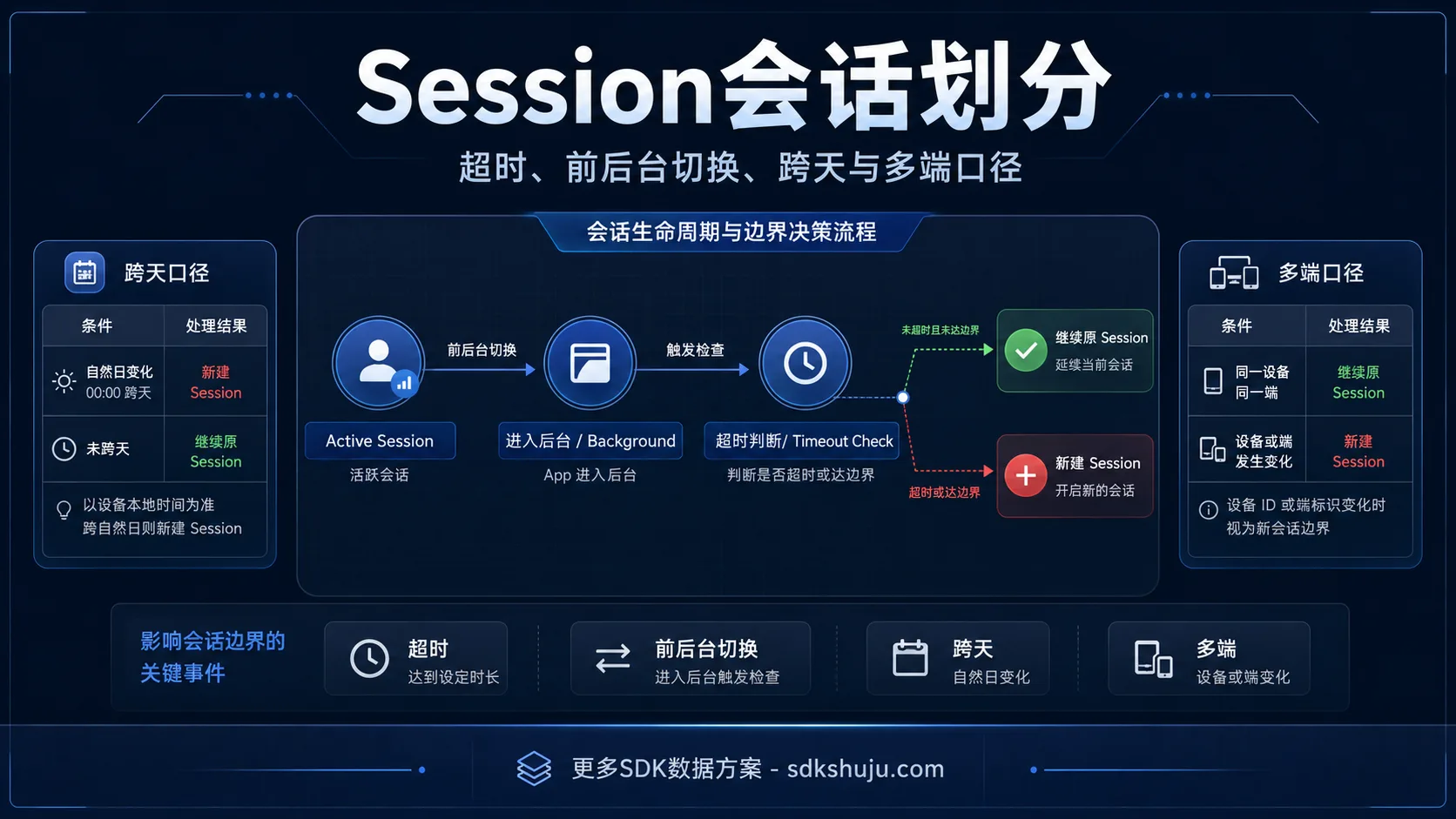 Session会话划分怎么做：超时、前后台切换、跨天与多端口径